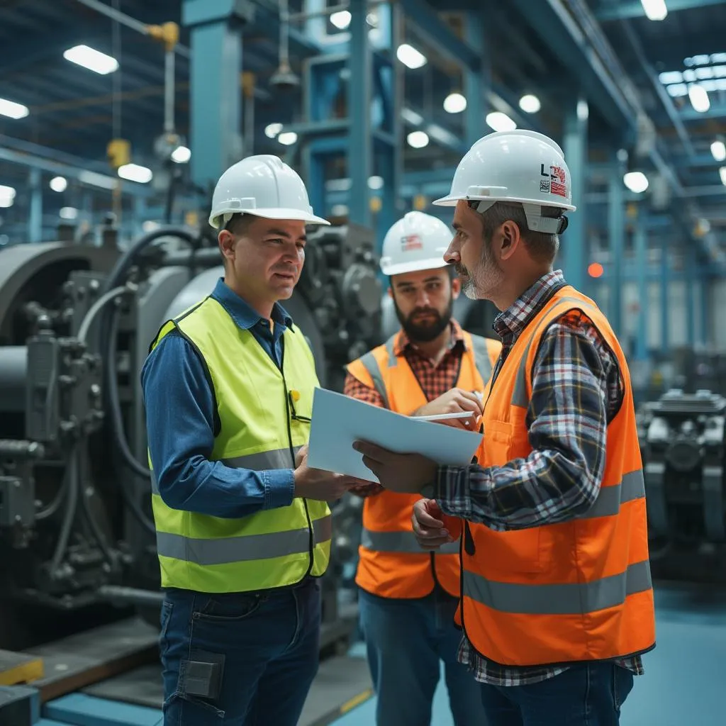 Site visit at modern factory analyzing machinery